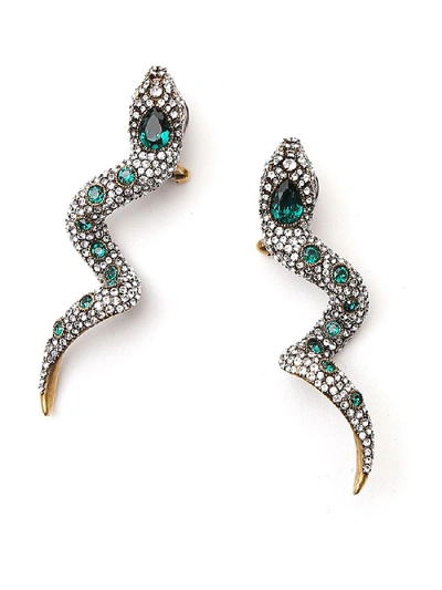 Gucci Snake Motif Crystal-embellished Earrings In Gold | ModeSens