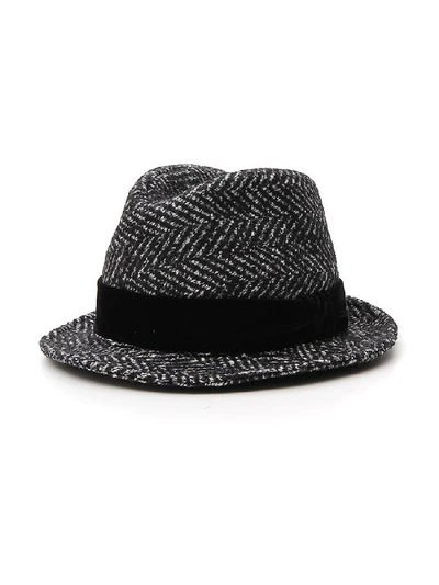 Shop Dolce & Gabbana Striped Patterned Hat In Grey