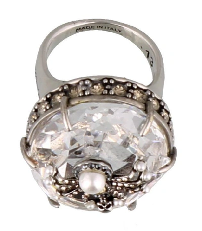 Shop Alexander Mcqueen Spider Droplet Crystal Ring In Silver