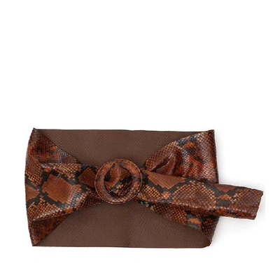 Shop Attico Snakeskin Print Waist Belt In Brown