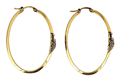 Shop Alexander Mcqueen Embellished Beetle Hoop Earrings In Gold