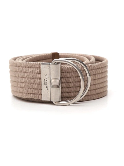 Shop Givenchy Buckle Canvas Belt In Beige