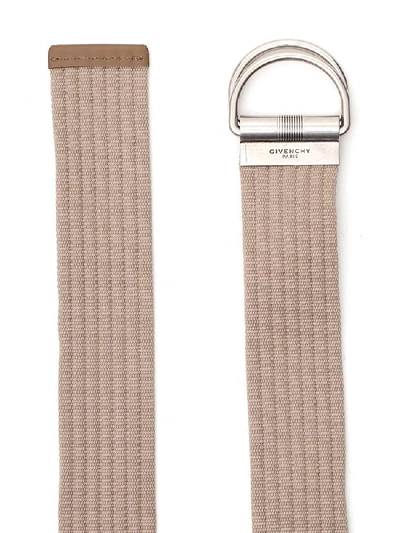 Shop Givenchy Buckle Canvas Belt In Beige