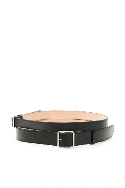 Shop Alexander Mcqueen Double Buckle Belt In Black