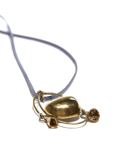Shop Marni Metallic Flower Head Necklace In Gold