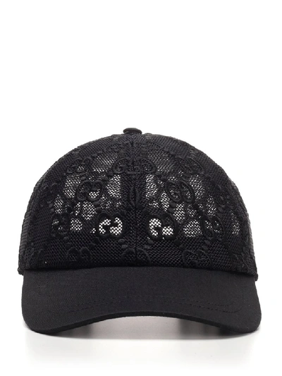 Shop Gucci Gg Mesh Embroidered Baseball Cap In Black