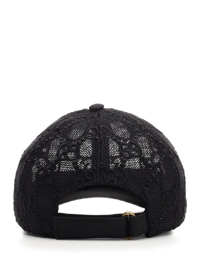 Shop Gucci Gg Mesh Embroidered Baseball Cap In Black