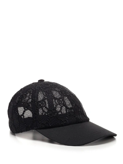Shop Gucci Gg Mesh Embroidered Baseball Cap In Black