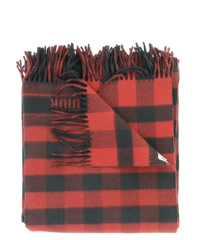 Shop Dior Checked Fringed Scarf In Multi