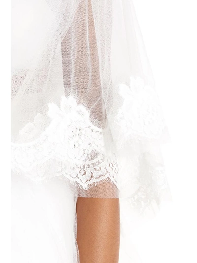 Shop Dolce & Gabbana Floral Detail Lace Veil In White