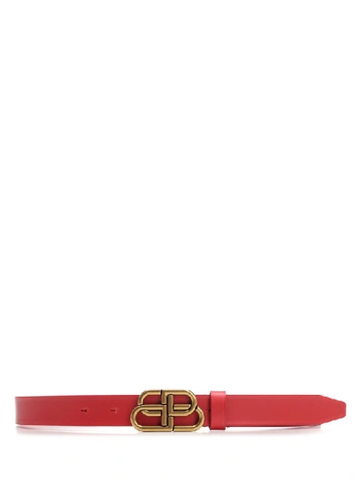Shop Balenciaga Bb Buckle Belt In Red