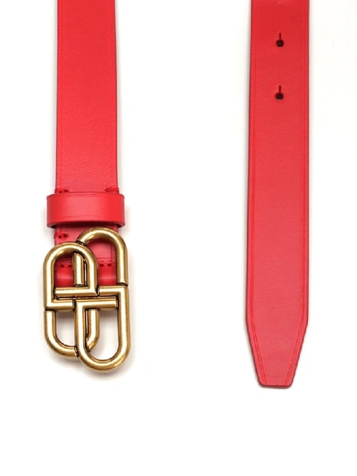 Shop Balenciaga Bb Buckle Belt In Red