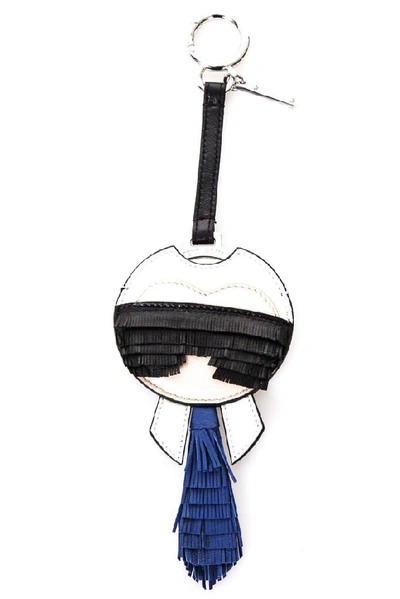 Shop Fendi Karlito Keyring In White