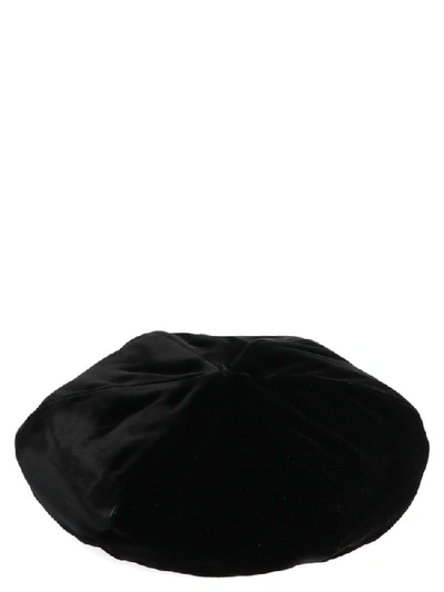 Shop Saint Laurent Velvet Beret In Black