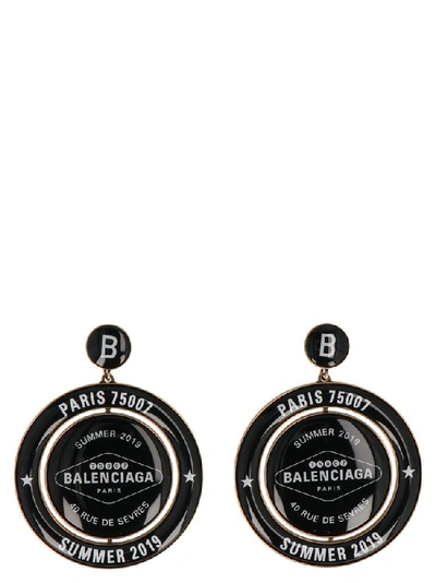 Shop Balenciaga Casino Drop Earrings In Black