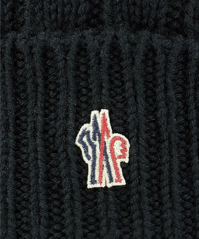 Shop Moncler Grenoble Pom Pom Logo Beanie In Black