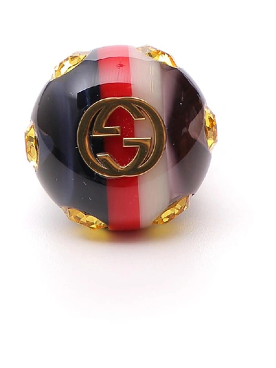 Shop Gucci Vintage Style Gg Logo Ring In 0933/silvye/giallo