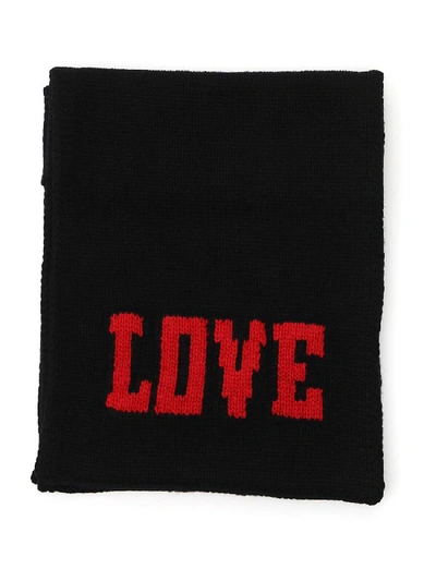 Shop Dolce & Gabbana Love Knit Scarf In Black
