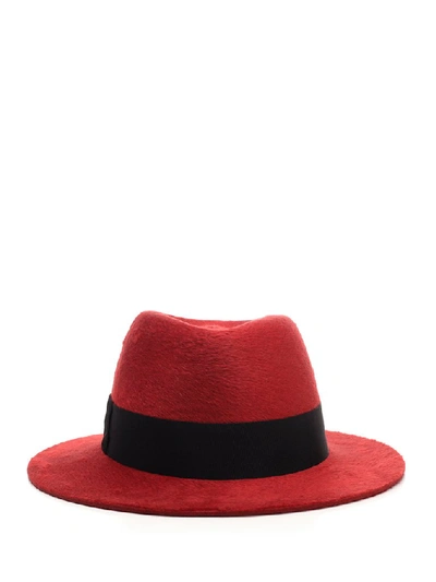 Shop Saint Laurent Fedora Hat In Red