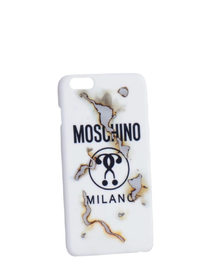 Shop Moschino Logo Burnt Effect Iphone 6 Plus Case In White