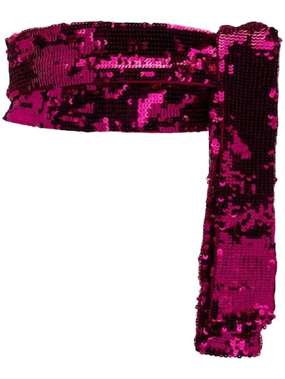 Shop Attico Sequin Embroidered Waist Belt In Pink