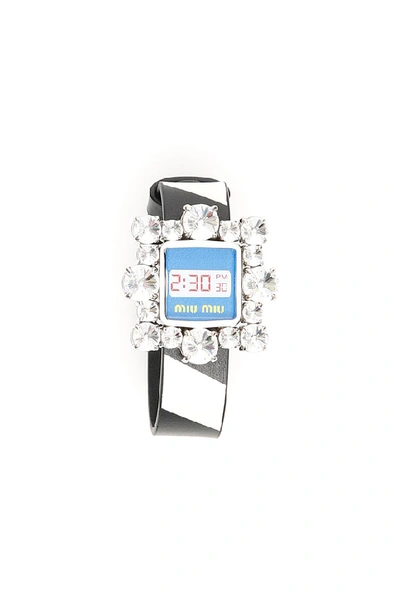 Shop Miu Miu Crystal Watch Buckle Bracelet In Multi