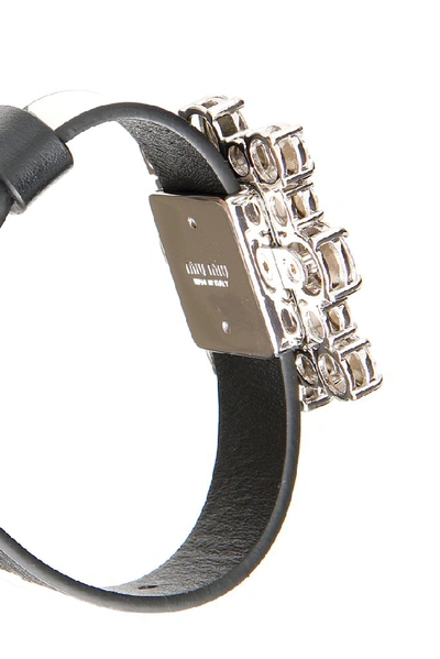 Shop Miu Miu Crystal Watch Buckle Bracelet In Multi