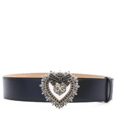 Shop Dolce & Gabbana Logo Plaque Buckle Belt In Black