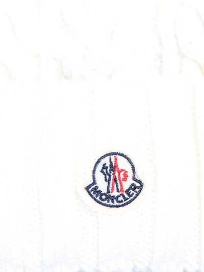 Shop Moncler Logo Patch Knit Beanie In White