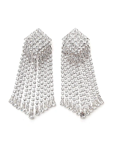 Shop Alessandra Rich Crystal Square Earrings In Silver