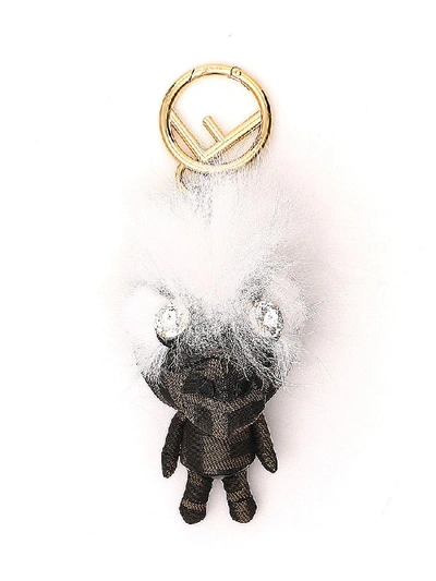 Shop Fendi Furry Space Monkey Charm Keyring In Brown