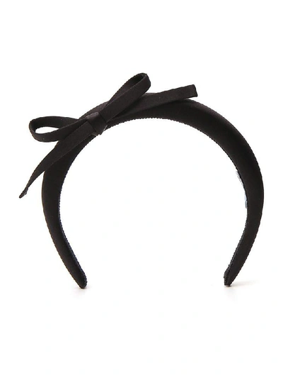 Shop Prada Bow Trim Headband In Black