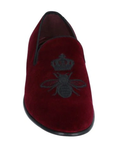 Shop Dolce & Gabbana Man Loafers Burgundy Size 7 Cotton In Red