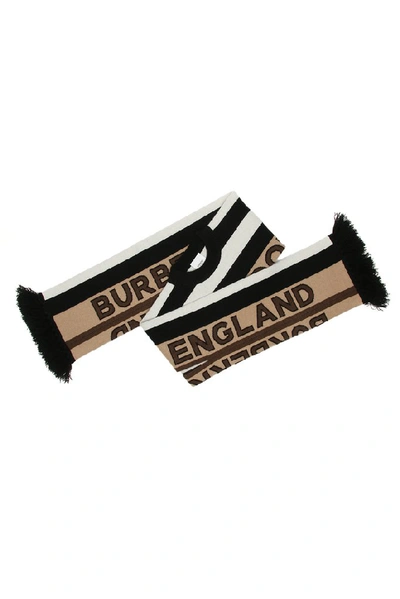 Shop Burberry Fringed London Football Scarf In Multi