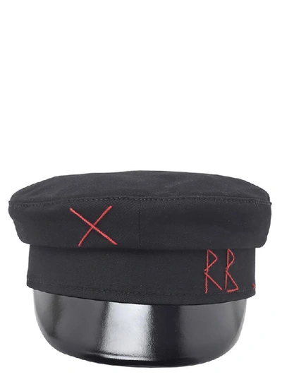 Shop Ruslan Baginskiy Baker Boy Logo Embroidered Cap In Black