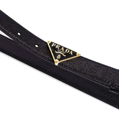 Shop Prada Logo Buckle Belt In Black