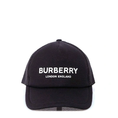 Shop Burberry Logo Print Trucker Baseball Cap In Black