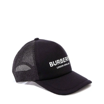 Shop Burberry Logo Print Trucker Baseball Cap In Black