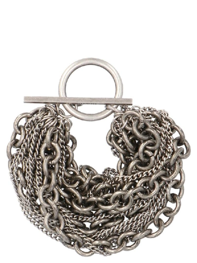 Shop Ann Demeulemeester Chains Detail Bracelet In Silver