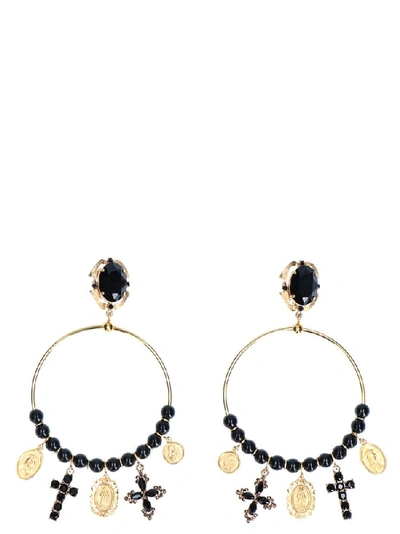 Shop Dolce & Gabbana Beaded Hoop Earrings In Gold