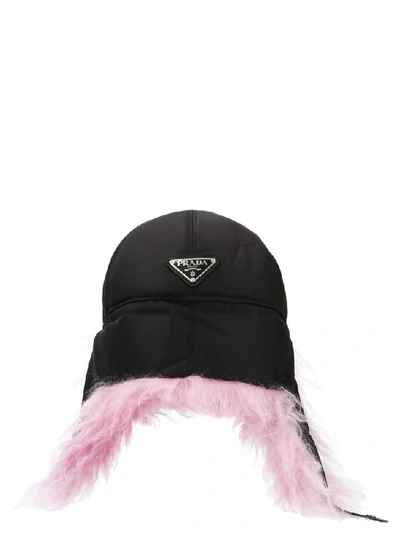 Shop Prada Fur Baseball Cap In Multi