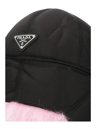 Shop Prada Fur Baseball Cap In Multi