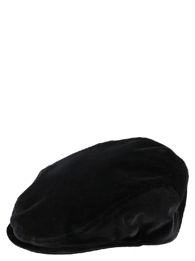 Shop Dolce & Gabbana Velvet Flat Cap In Black