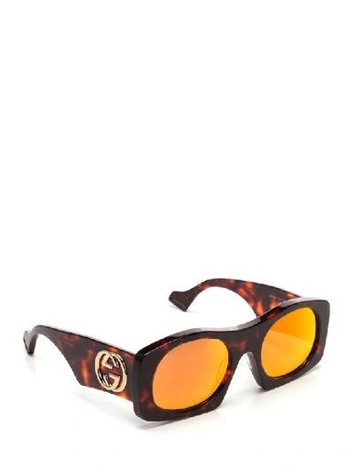 Shop Gucci Eyewear Square Frame Sunglasses In Brown