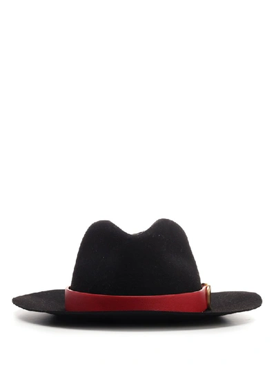 Shop Valentino V Ring Logo Plaque Fedora Hat In Black