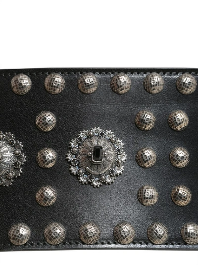 Shop Alexander Mcqueen Double Buckle Studded Belt In Black