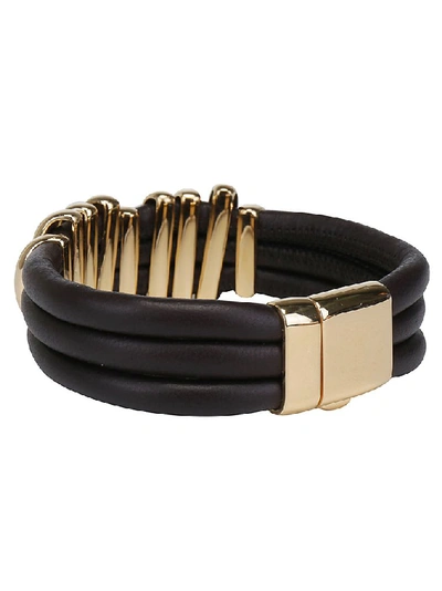 Shop Bottega Veneta Nine Ring Hook Closure Bracelet In Black