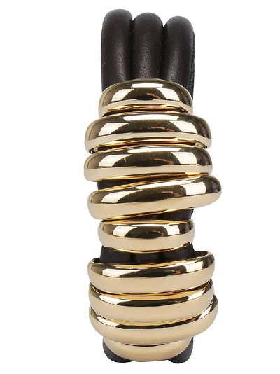 Shop Bottega Veneta Nine Ring Hook Closure Bracelet In Black
