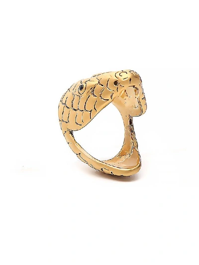 Shop Saint Laurent Serpent Head Ring In Gold