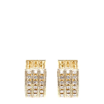 Shop Silvia Gnecchi Embellished Hoop Earrings In Gold